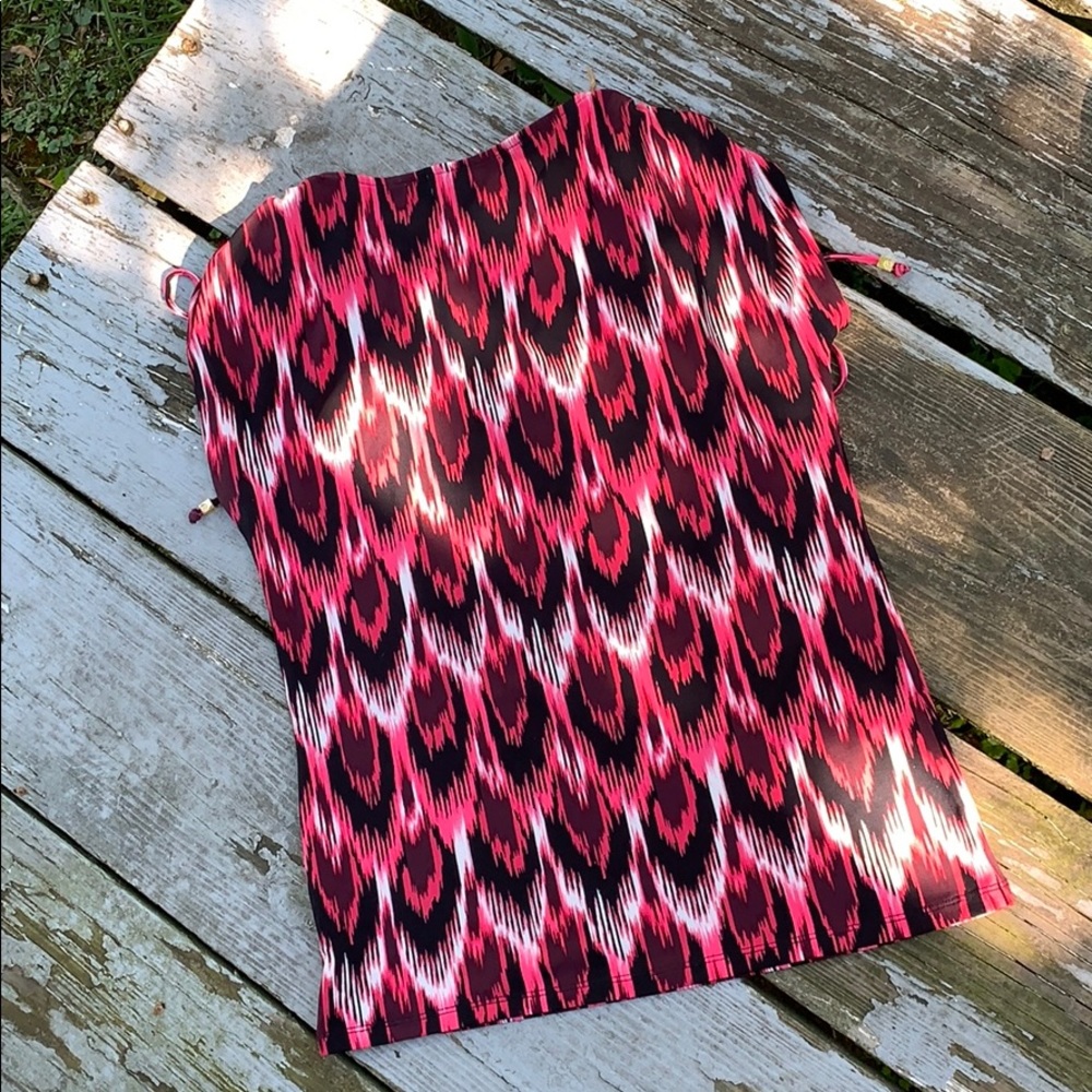 Micheal Kors Pink Patterned Tie Sleeve Top - Picture 8 of 8